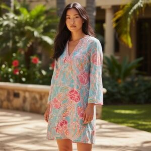 Lilly Pulitzer Beaded Courtney Tunic Jellyfish Design Dress Women's Size XL